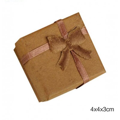 Square Bow Tie Jewelry Cardboard Gift Boxes 4*4*3cm for Jewelry Earring Pendent Bracelet Packaging