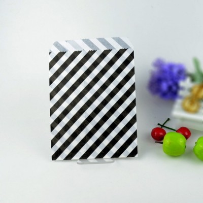 Black Chevron Popcorn Kraft Paper Treat Favor Bag Goodie Gift Bags for Festival Party Wedding Decoration Paper Handle Bag