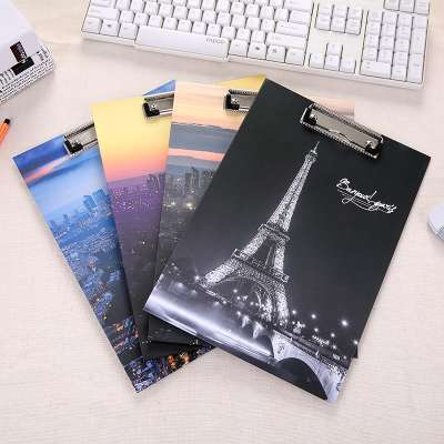 New Fashion Eiffel Tower Series Hard Clip Boards Folder Clipboards, A4 Letter Size Paper File Folder