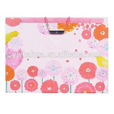 Accordion Document File Folder Expanding Cute Multi-layer Archival File Organizer 8 Pockets (Pink)g A4 Paper Size